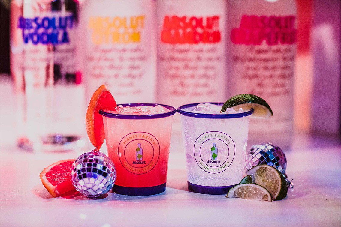 Two Absolut and grapefruit cocktails at the MKG festival event. 