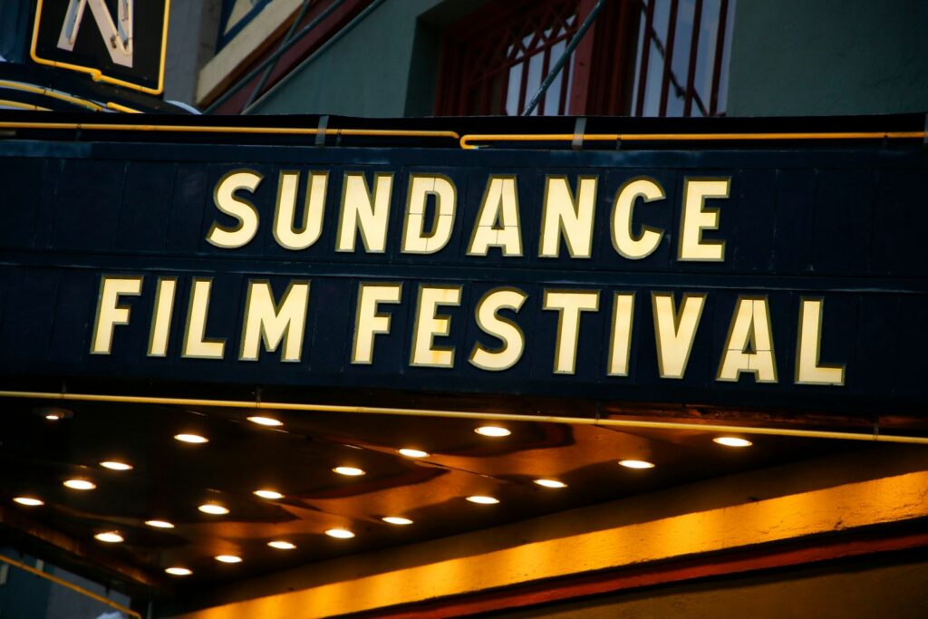 Large theatre awning that says "Sundance Film Festival"