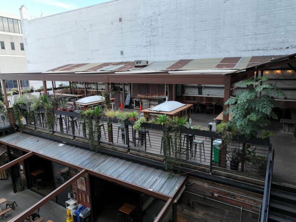 Rooftop bar with plants