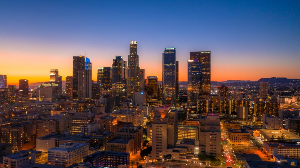 Skyline of Los Angeles at night