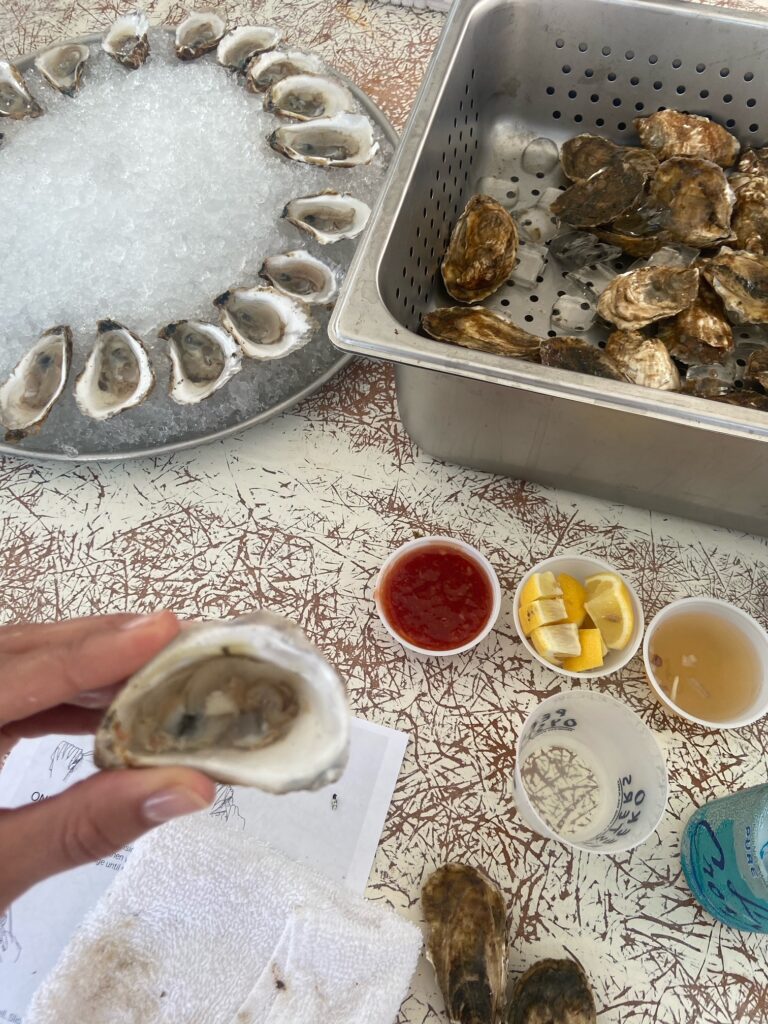 Oysters with dressings
