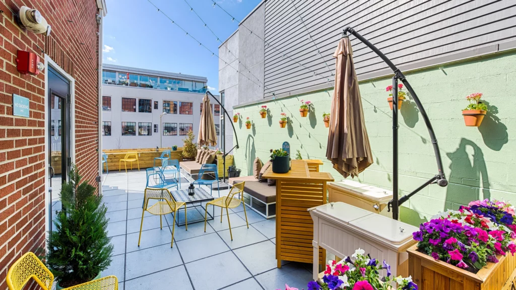 Brightly colored roof top at the Colada Shop in Washington D.C.