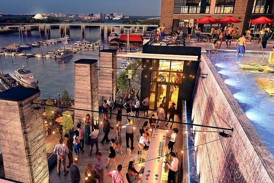 The rooftop of La Vie looking out at the water in Washington D.C.