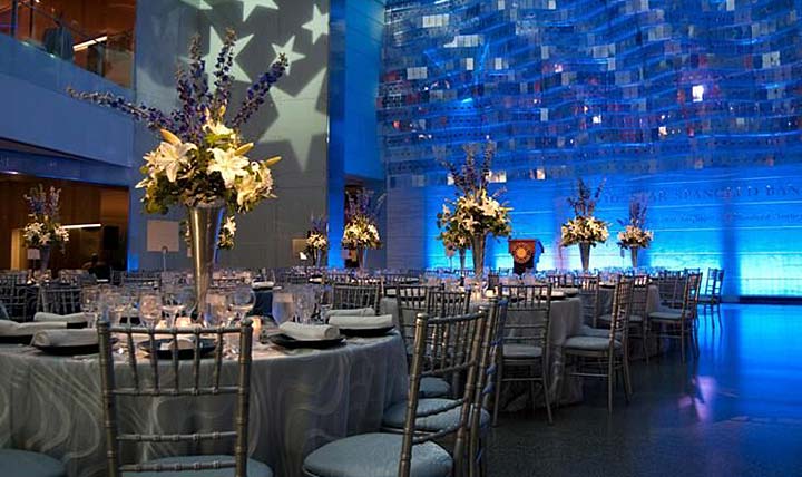 Smithsonian’s National Museum of of American History evnet space with blue uplighting