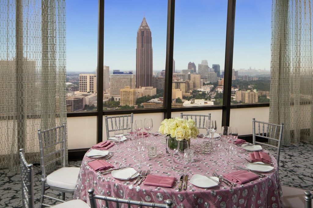 Nikolai's roof Atlanta indoor private dining with city view
