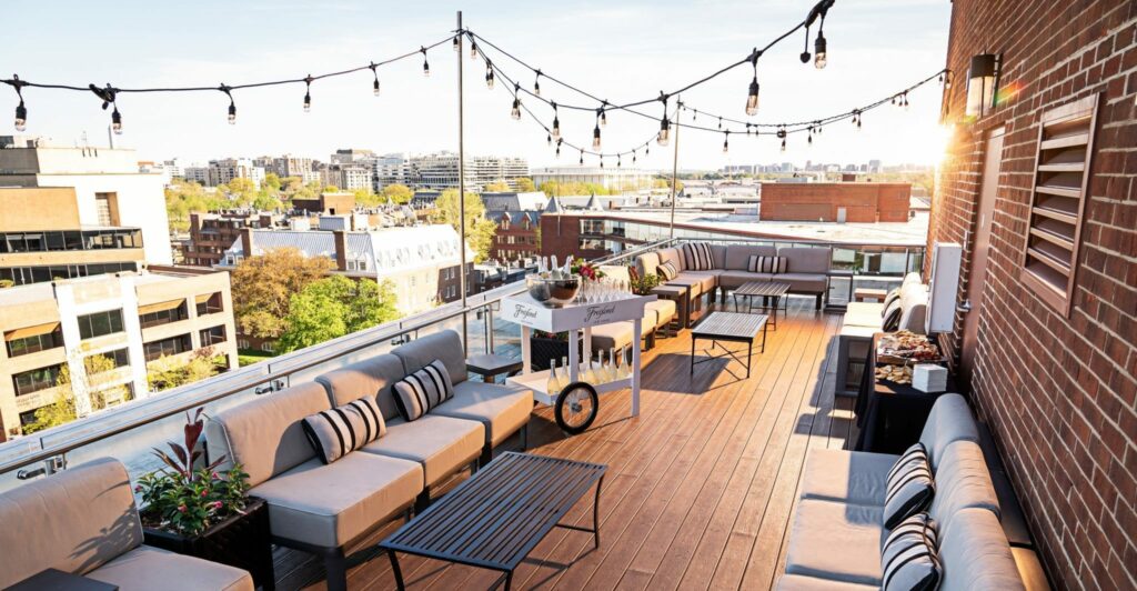 Cozy deck at the rooftop at the Graham Georgetown