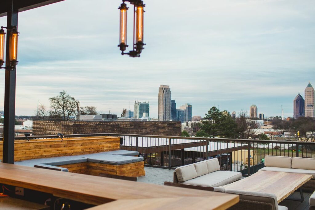 O-Ku Sushi Atlanta rooftop restaurant and venue with outdoor seating