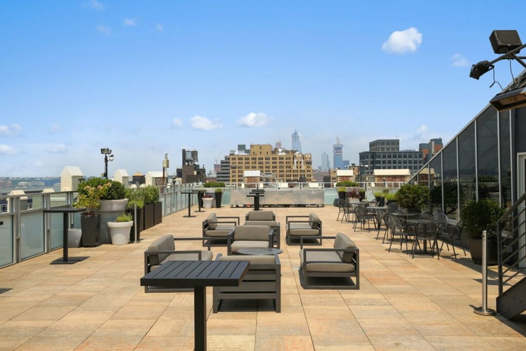 Tribeca Rooftop New York view of Manhattan and Hudson River