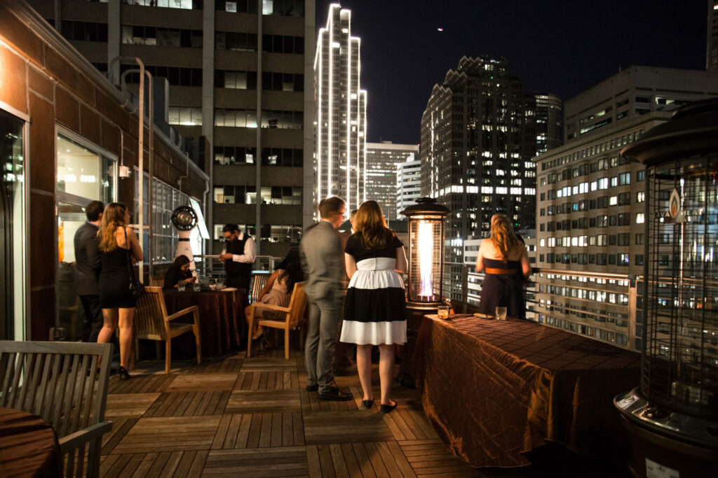 Roofdeck at the Wingtip in San Francisco overlooking the city