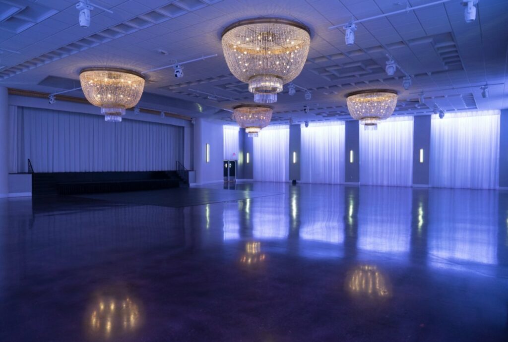 Emanuel Miami indoor ballroom venue with chandeliers