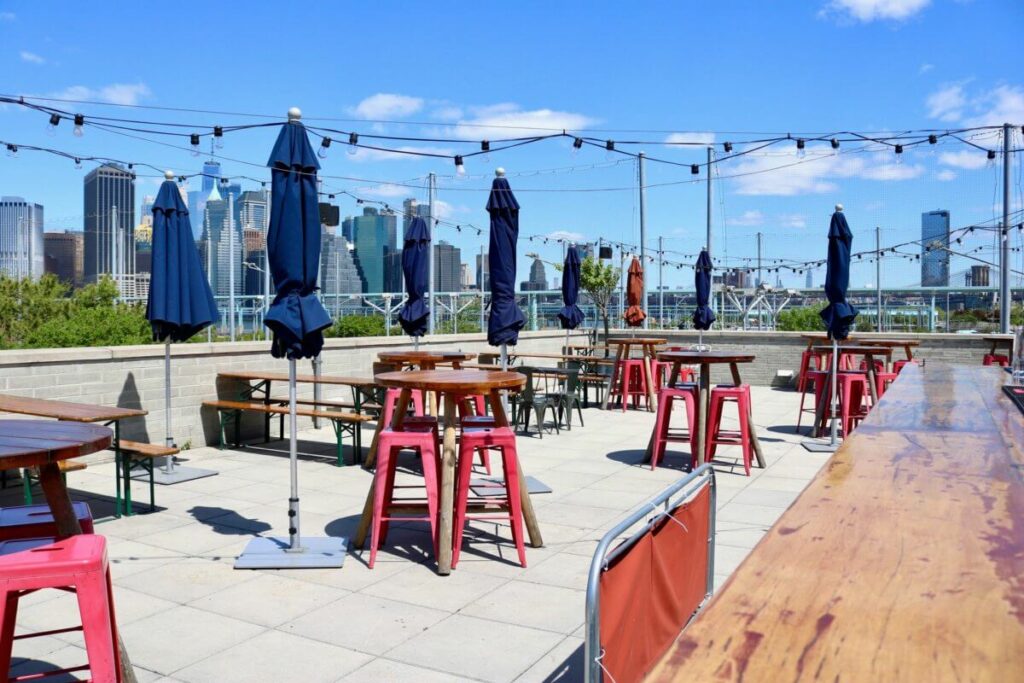 Fornino at Pier 6 Brooklyn rooftop venue with city view