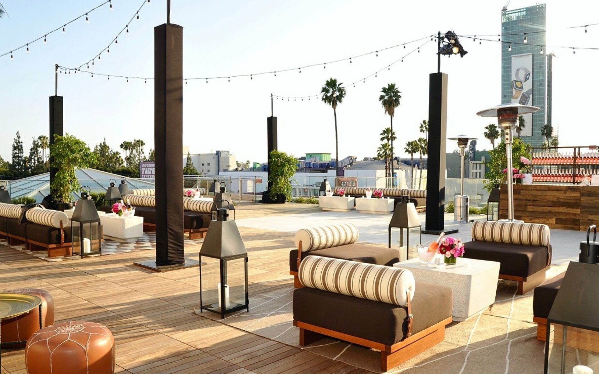 NeuHouse Los Angeles outdoor venue space with a bar 