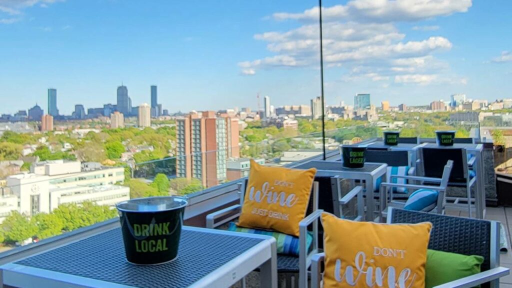 Over the Charles rooftop bar in Boston with sweeping views of the city