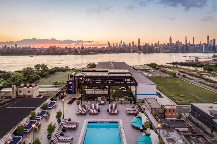 The Rooftop at the Williamsburg Hotel Brooklyn rooftop venue with city view