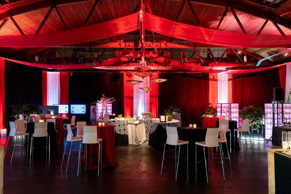 415 Westlake Seattle large venue with red canopy covering and lighting