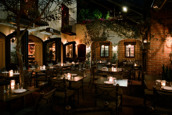 AOC West Hollywood patio at night