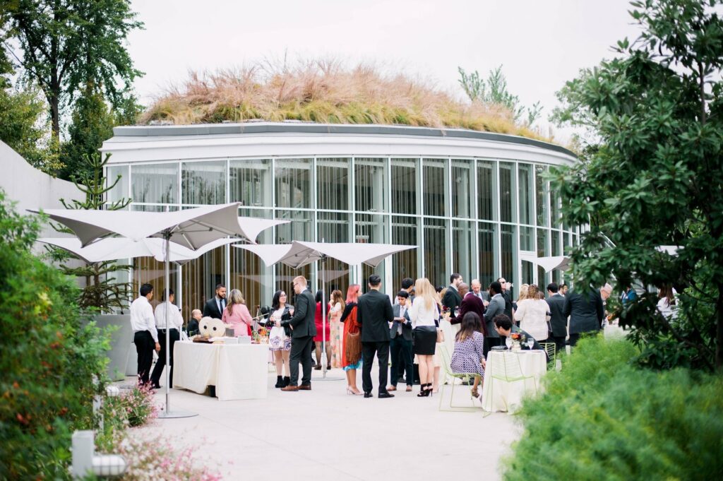 Brooklyn Botanic Garden in NYC set up for a cocktail reception