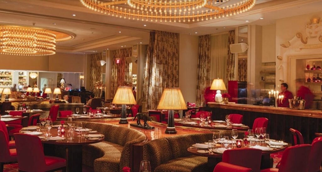 Faena Hotel Miami Beach with large booths and warm lighting. 