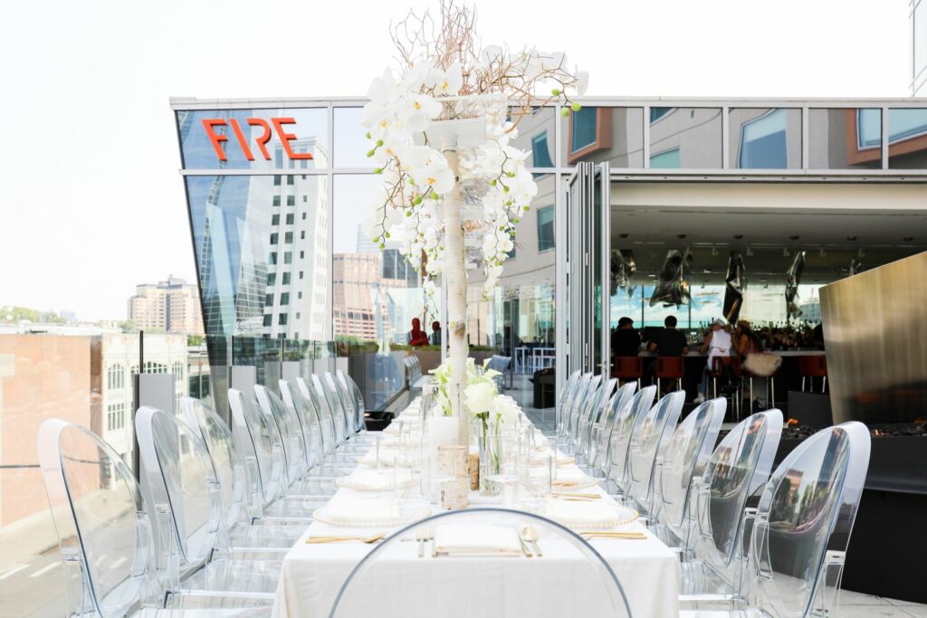 FIRE Restaurant and Lounge  Denver rooftop with city skyline view