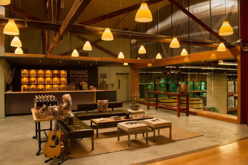 Greenbar distillery room in Los Angeles with bar