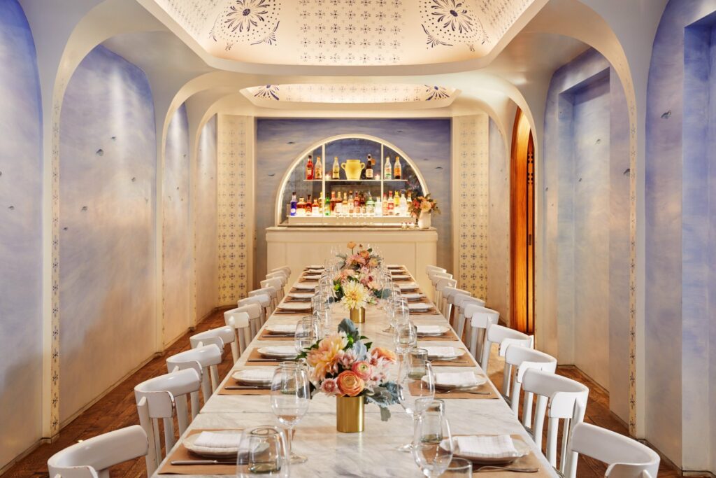 Leuca Brooklyn Private dining room with marble table