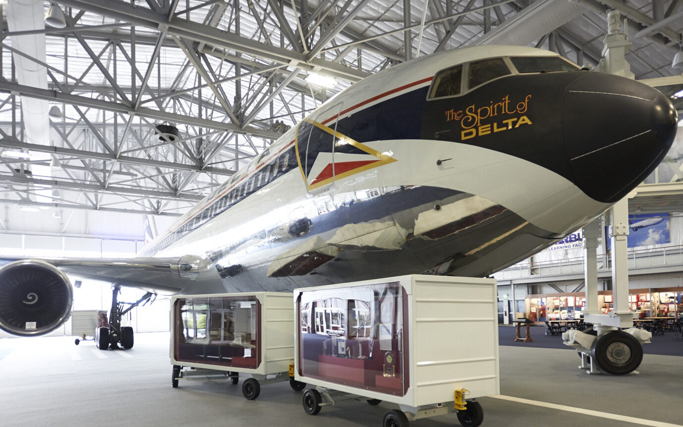 Delta Flight Museum indoor venue with large model plane