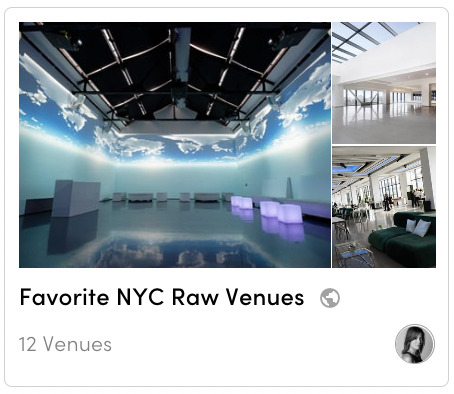 A screenshot of a list labeled 'Favorite NYC Raw Venues'