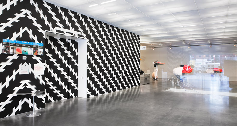 New Museum in NYC with concrete floors and patterned walls