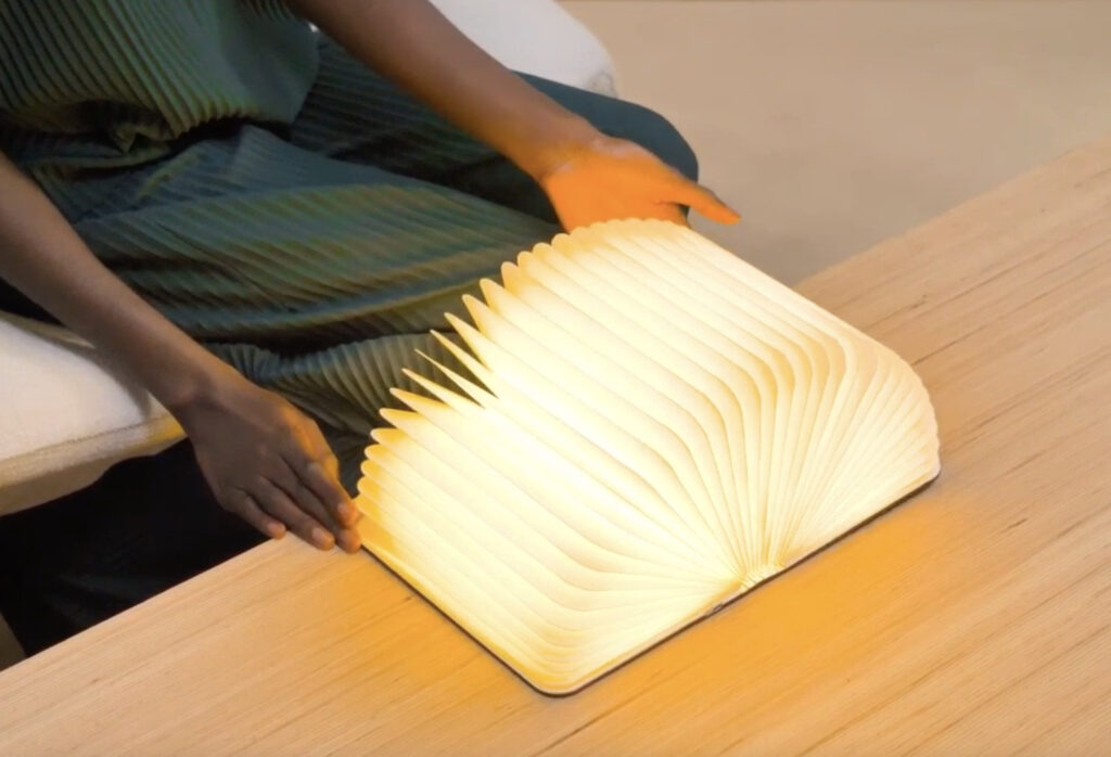 A light that looks like an open book