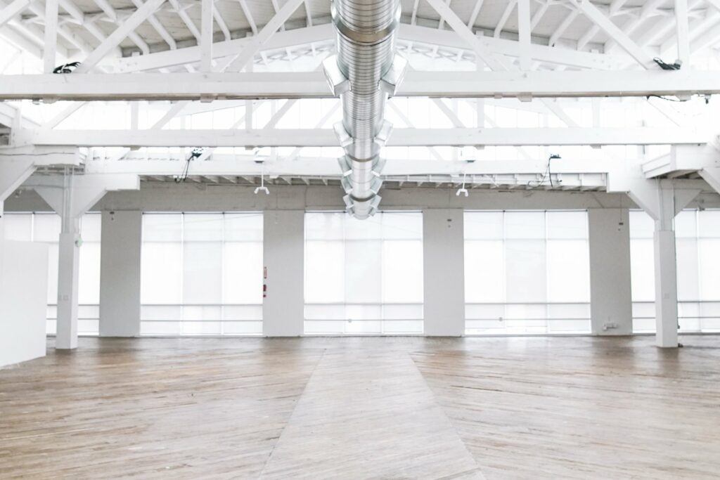 blank space at the archery with wooden floors and large windows